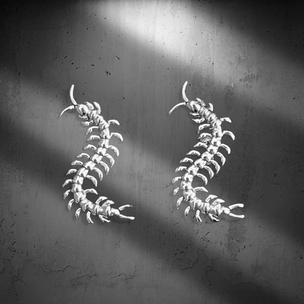 Stainless Steel Centipede Stud Earrings